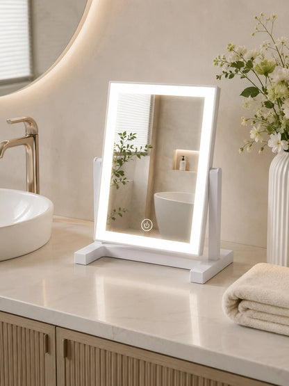 LED Makeup Mirror, Desktop Makeup Mirror With Light, 3 Lighting Modes Makeup Mirror, 200mAh, USB Rechargeable Makeup Mirror With Light, Travel Makeup Mirror, Portable Makeup Mirror, Suitable For Stude