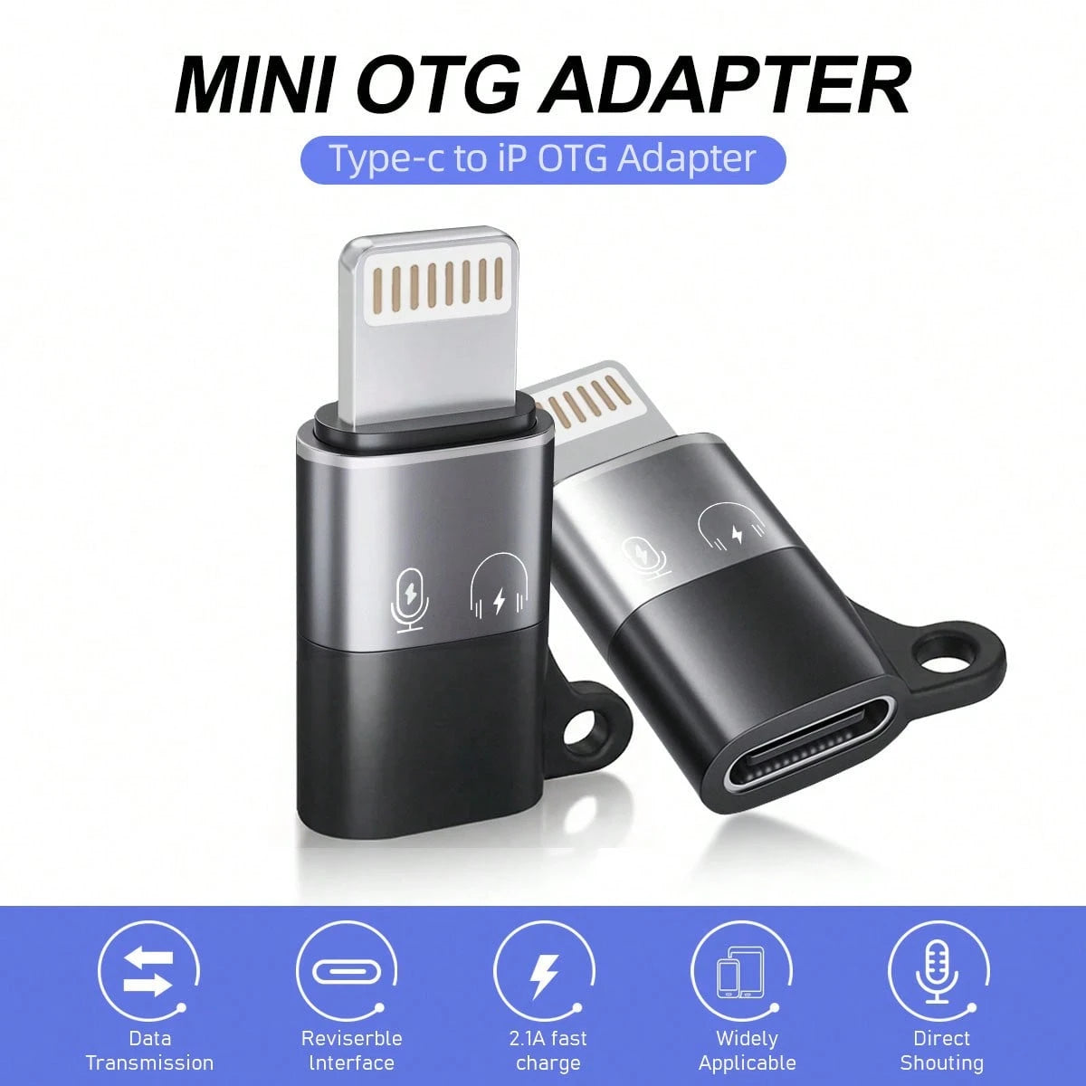 Lightning To Type-C OTG Adapter (Male)/ Type-C Adapter (Female) For IOS, Supports Fast Charging, Headphone Jack, Compatible With IPhone, Can Connect Wireless Lavalier Microphone, Sound Card, Live Str