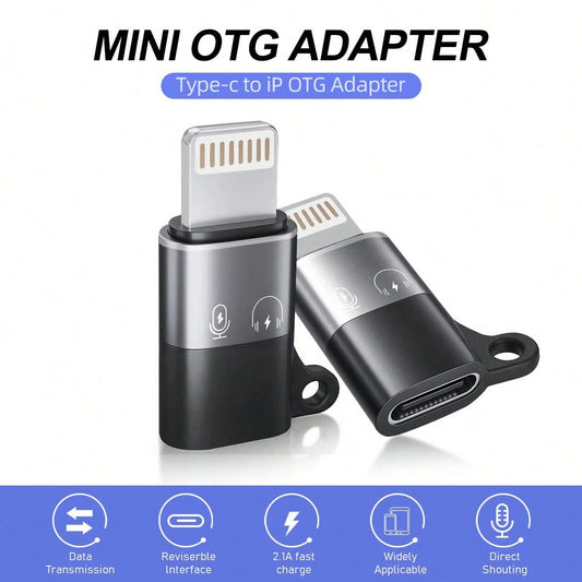 Lightning To Type-C OTG Adapter (Male)/ Type-C Adapter (Female) For IOS, Supports Fast Charging, Headphone Jack, Compatible With IPhone, Can Connect Wireless Lavalier Microphone, Sound Card, Live Str