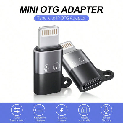 Lightning To Type-C OTG Adapter (Male)/ Type-C Adapter (Female) For IOS, Supports Fast Charging, Headphone Jack, Compatible With IPhone, Can Connect Wireless Lavalier Microphone, Sound Card, Live Str