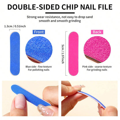 LIMEGIRL 2PCS Nail Glue Tool Set With Nail Glue, Nail File, Buffer Block, Dust Brush & Cuticle Stick, Quick Dry Press On Nail Accessories For DIY Manicure & Nail Repair