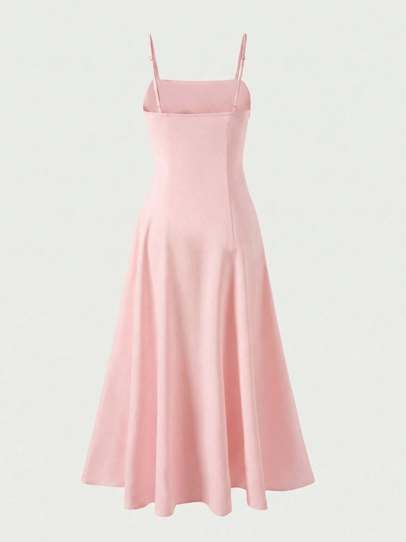 Linen Casual Vacation Dress, Solid Color Slim Fit Linen Spaghetti Strap Dress For Beach Travel Pink Elegant Summer, Resort Wear