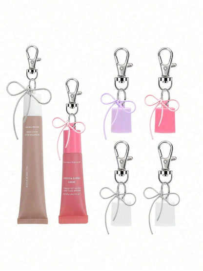 Lip Gloss Keychain Holder, Lip Balm Keychain Cover, Portable Lip Gloss Storage, Lip Balm Holder, Lipstick Keychain Holder, Travel Accessory, Lipstick Cover Keychain, Multi-Functional Accessory, Compat