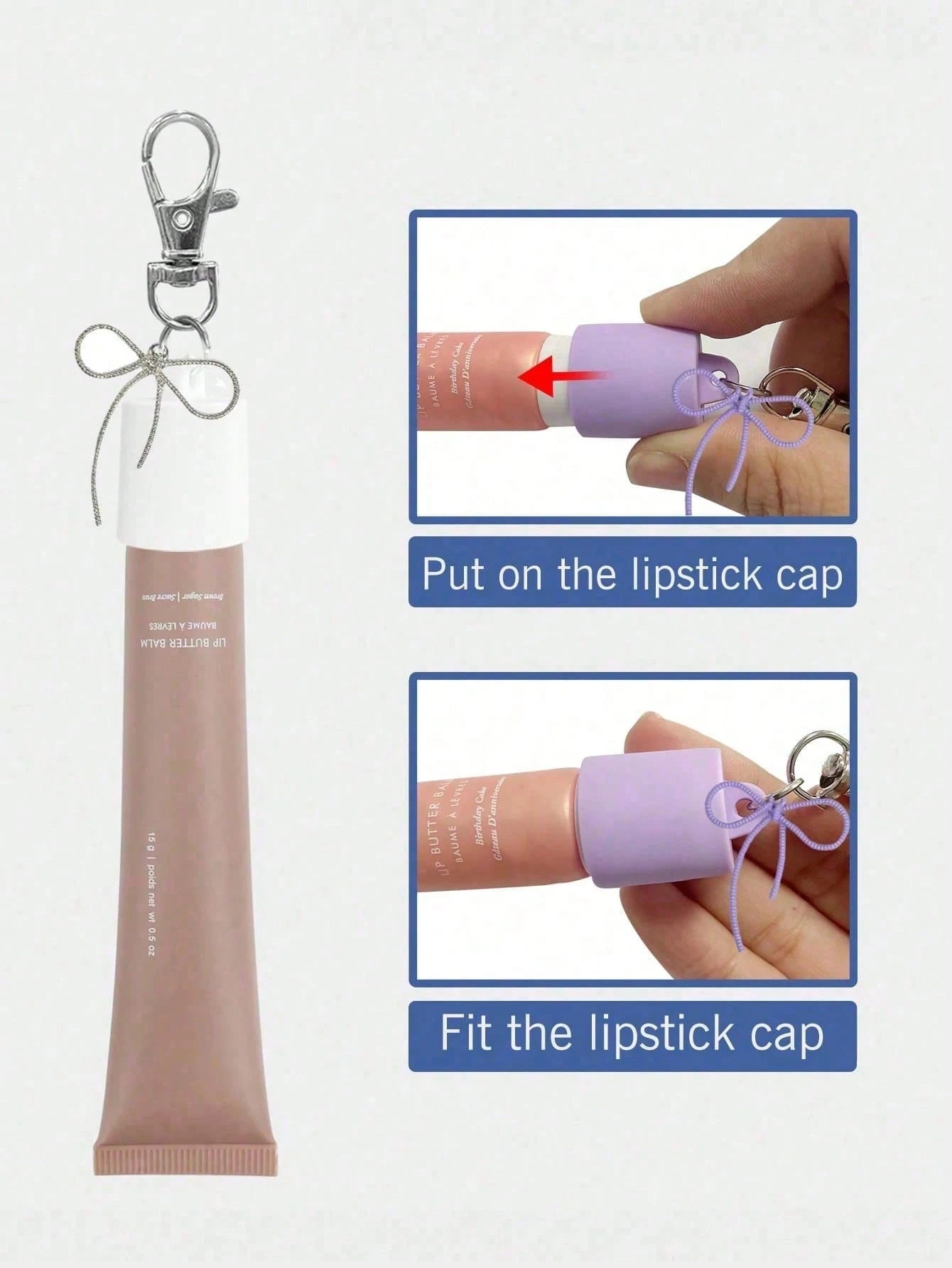 Lip Gloss Keychain Holder, Lip Balm Keychain Cover, Portable Lip Gloss Storage, Lip Balm Holder, Lipstick Keychain Holder, Travel Accessory, Lipstick Cover Keychain, Multi-Functional Accessory, Compat