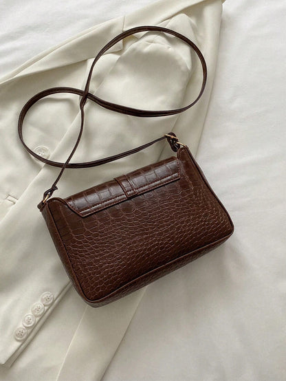 Livesso Women's Fashion Casual Versatile Solid Color PU Leather Belt Decor Crossbody Bag