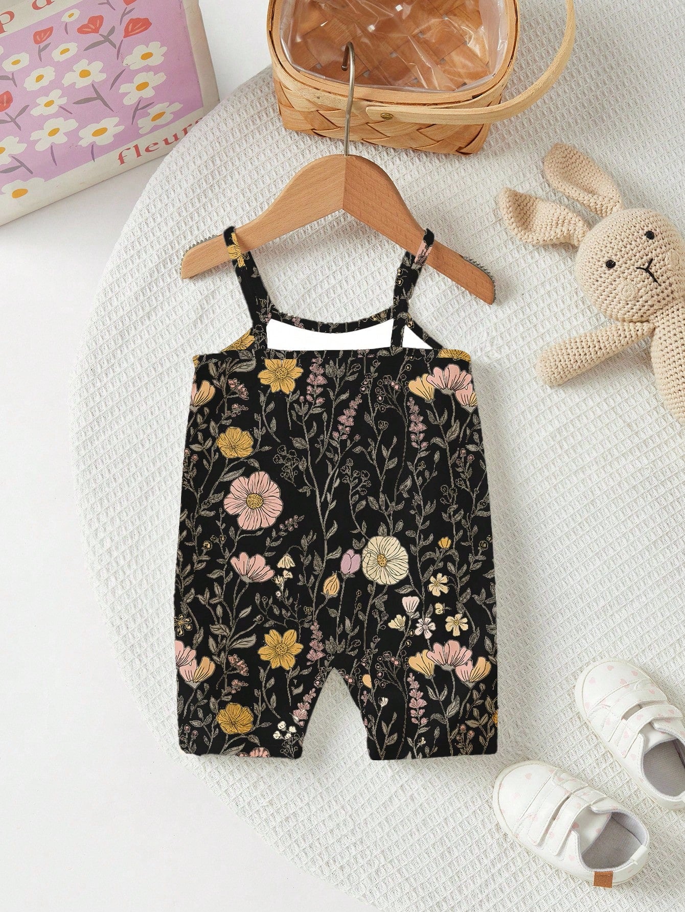 LMoss Kids Cute Boho Ditsy Floral Romper For Baby Girls,Black,Summer,2016 Aesthetic,Vacation,Casual Autumn Outfits,Easy Comfort,Stylish Graphic Clothes,Fall Wear