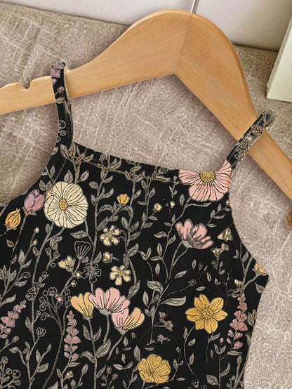 LMoss Kids Cute Boho Ditsy Floral Romper For Baby Girls,Black,Summer,2016 Aesthetic,Vacation,Casual Autumn Outfits,Easy Comfort,Stylish Graphic Clothes,Fall Wear