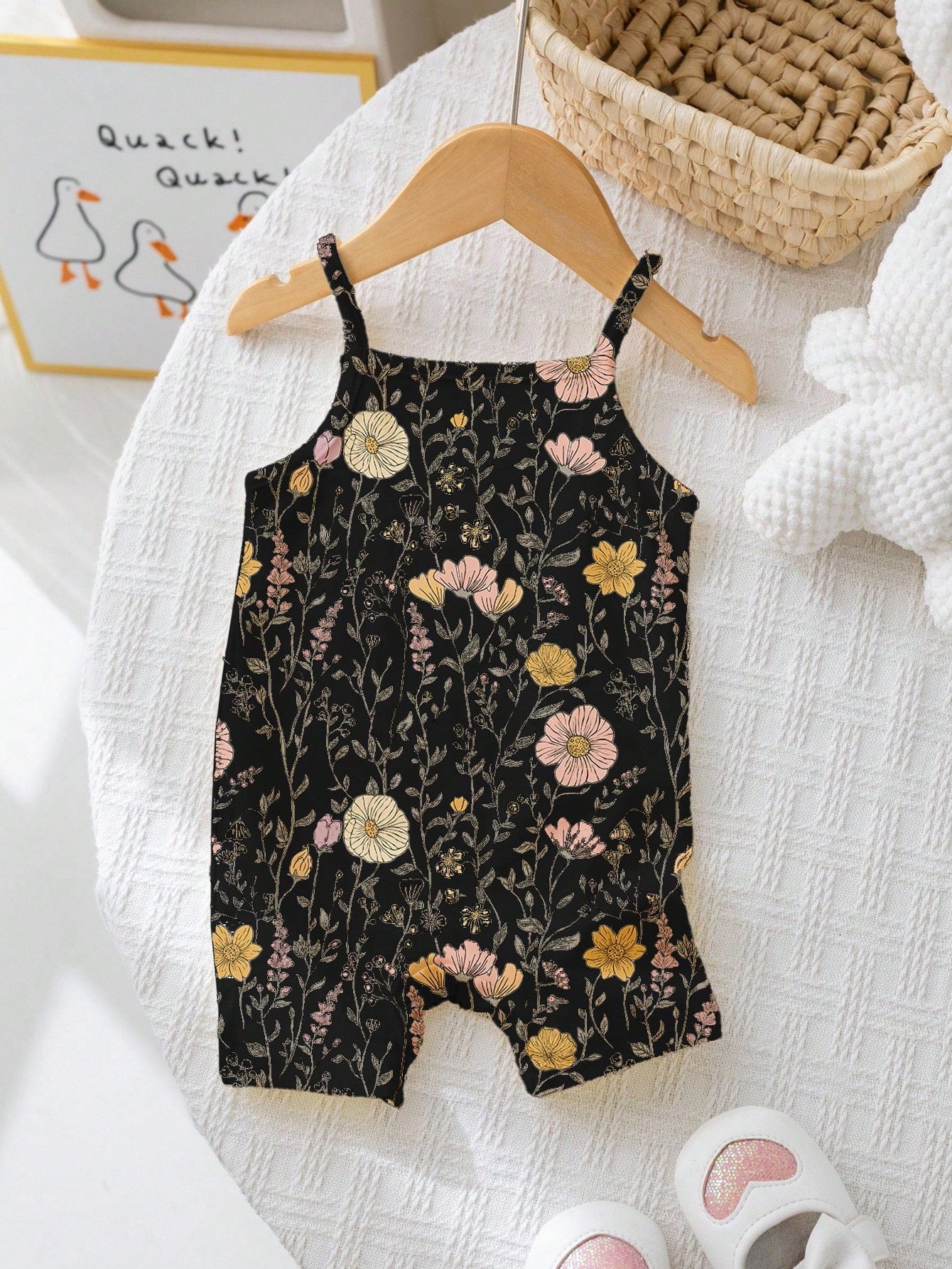 LMoss Kids Cute Boho Ditsy Floral Romper For Baby Girls,Black,Summer,2016 Aesthetic,Vacation,Casual Autumn Outfits,Easy Comfort,Stylish Graphic Clothes,Fall Wear