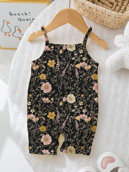 LMoss Kids Cute Boho Ditsy Floral Romper For Baby Girls,Black,Summer,2016 Aesthetic,Vacation,Casual Autumn Outfits,Easy Comfort,Stylish Graphic Clothes,Fall Wear