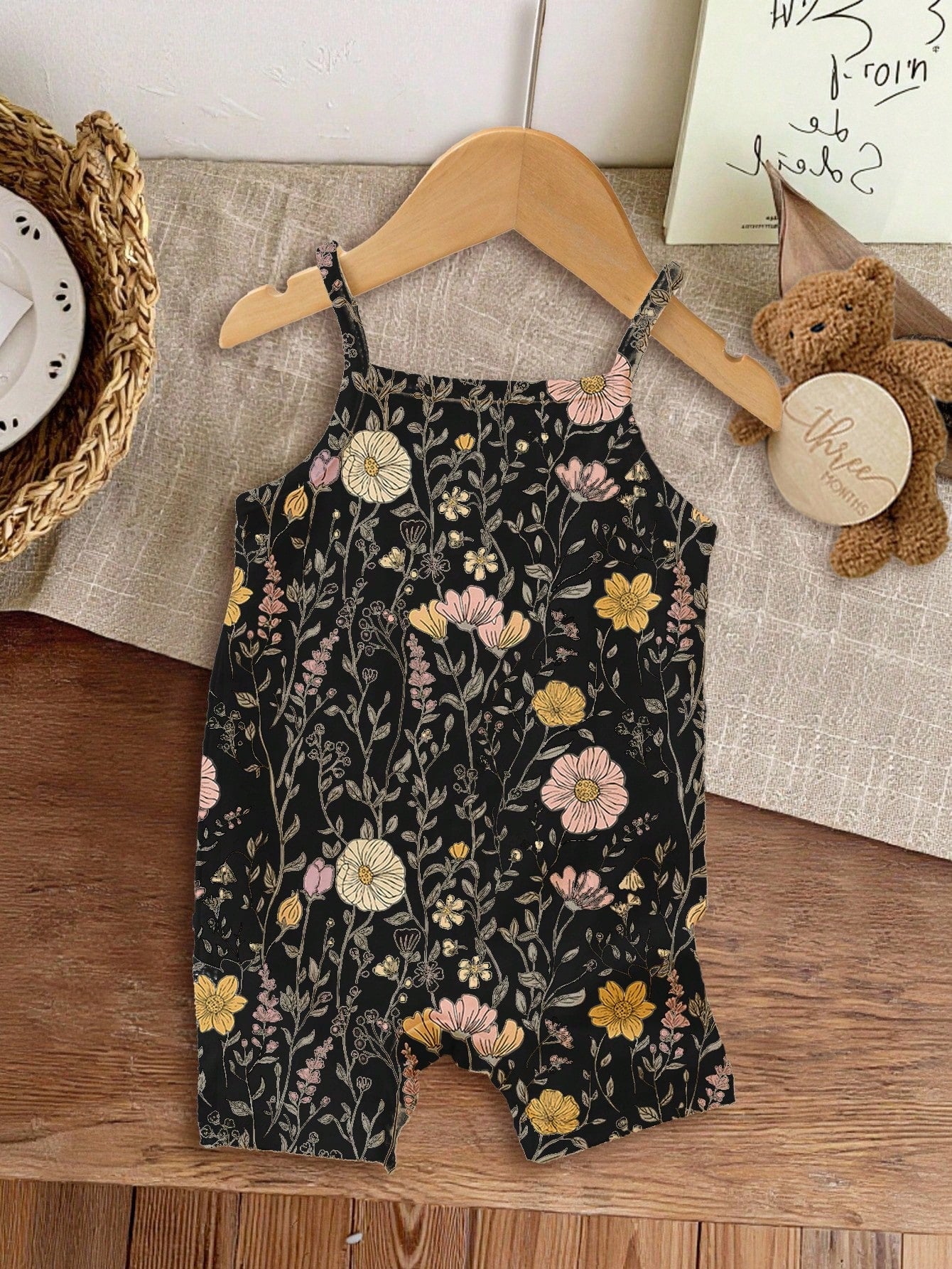 LMoss Kids Cute Boho Ditsy Floral Romper For Baby Girls,Black,Summer,2016 Aesthetic,Vacation,Casual Autumn Outfits,Easy Comfort,Stylish Graphic Clothes,Fall Wear