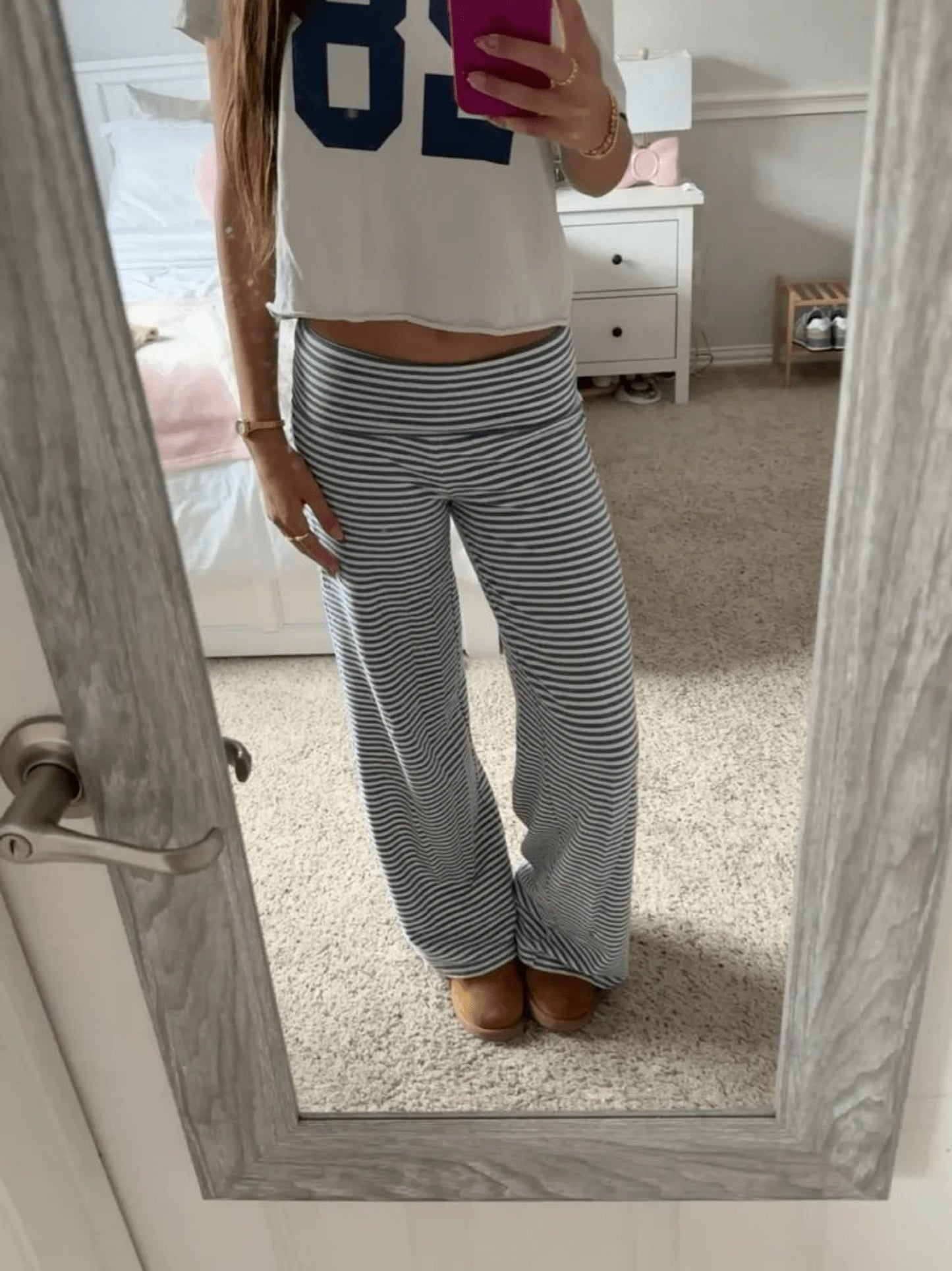 Lounge Wide Leg Sweatpants For Women Fold Over Low Waist Yoga Sweatpants Back To School Clothes Flare Leggings Bell Bottoms Y2K Foldover Pants
