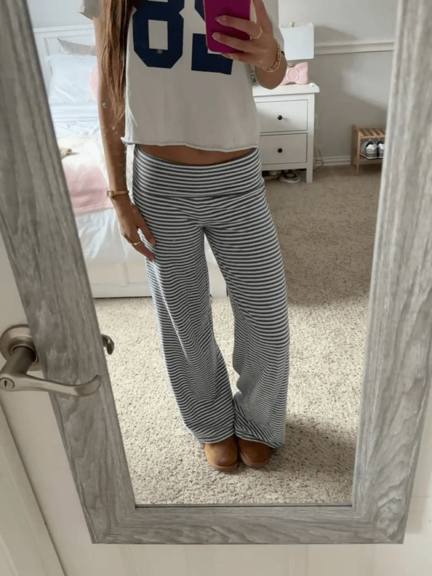 Lounge Wide Leg Sweatpants For Women Fold Over Low Waist Yoga Sweatpants Back To School Clothes Flare Leggings Bell Bottoms Y2K Foldover Pants