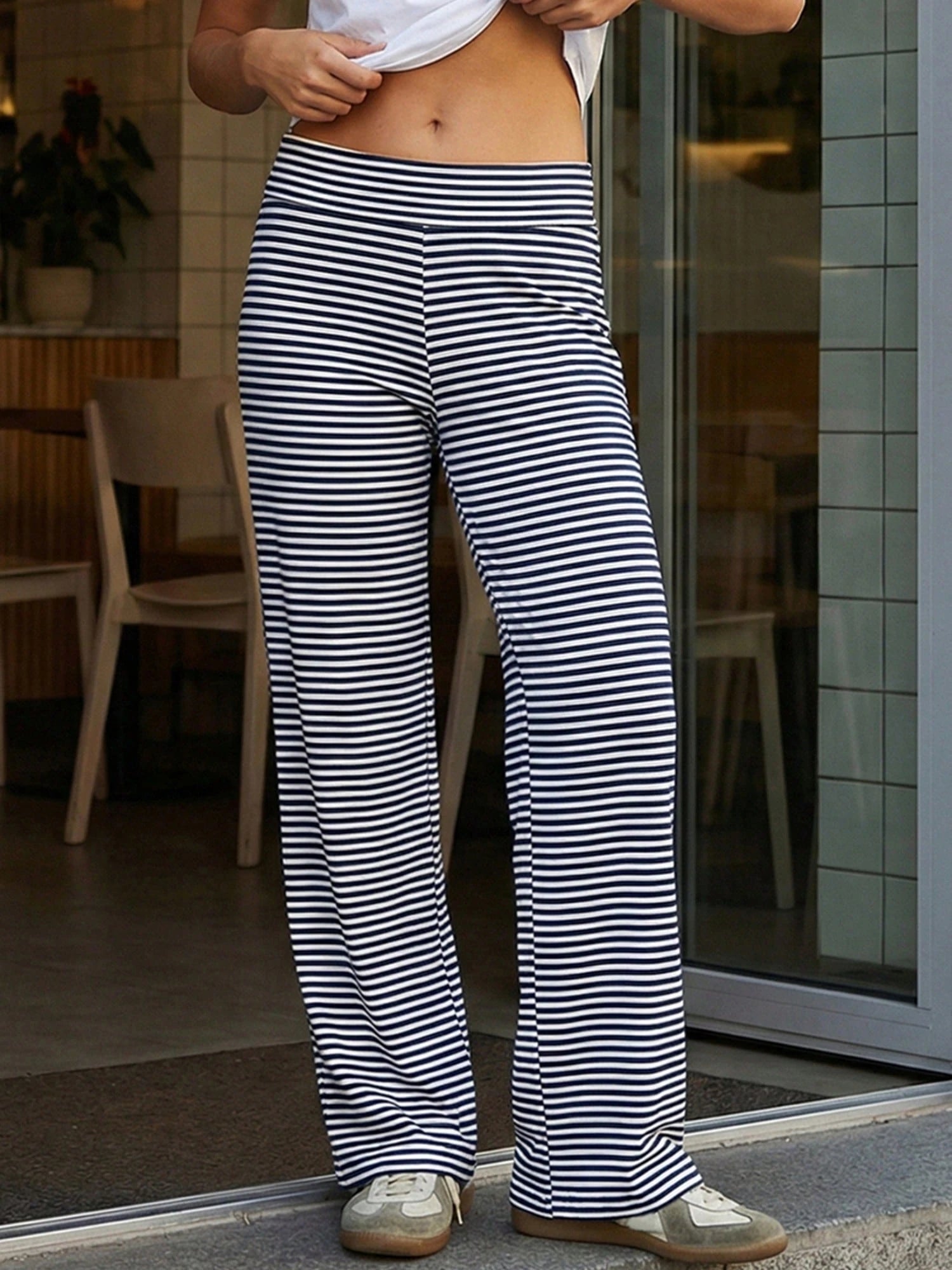 Lounge Wide Leg Sweatpants For Women Fold Over Low Waist Yoga Sweatpants Back To School Clothes Flare Leggings Bell Bottoms Y2K Foldover Pants