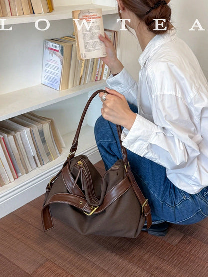 low tea 1pc Minimalist Fashion Buckle Strap PU Fabric Shoulder Bag, Suitable For Commuting, Shopping And More