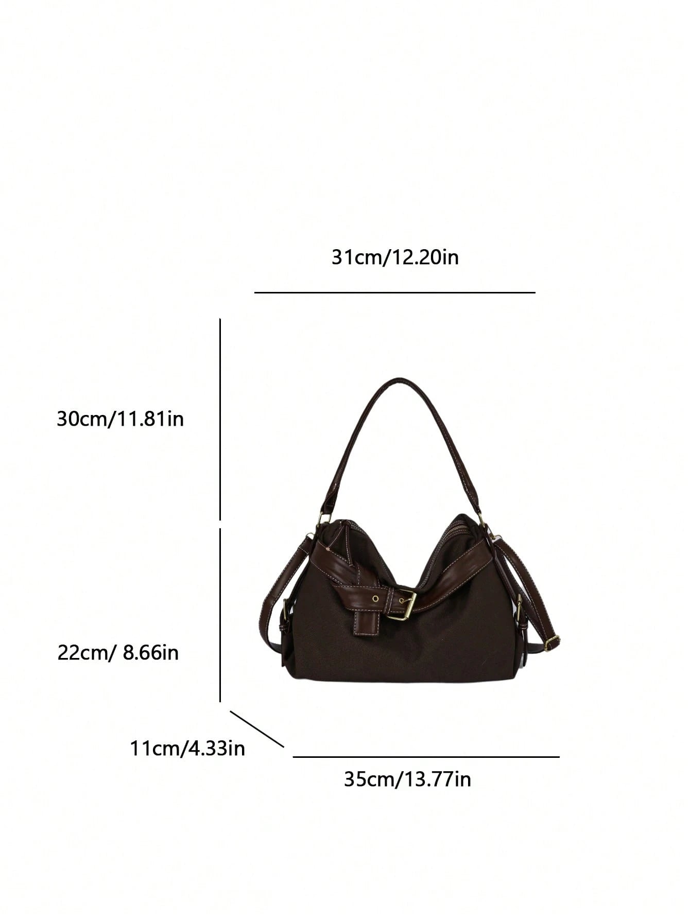 low tea 1pc Minimalist Fashion Buckle Strap PU Fabric Shoulder Bag, Suitable For Commuting, Shopping And More