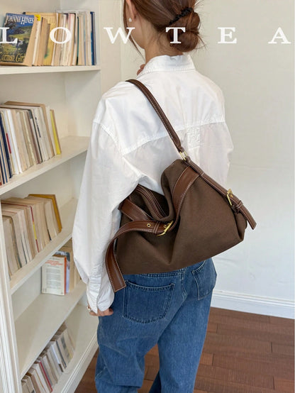 low tea 1pc Minimalist Fashion Buckle Strap PU Fabric Shoulder Bag, Suitable For Commuting, Shopping And More