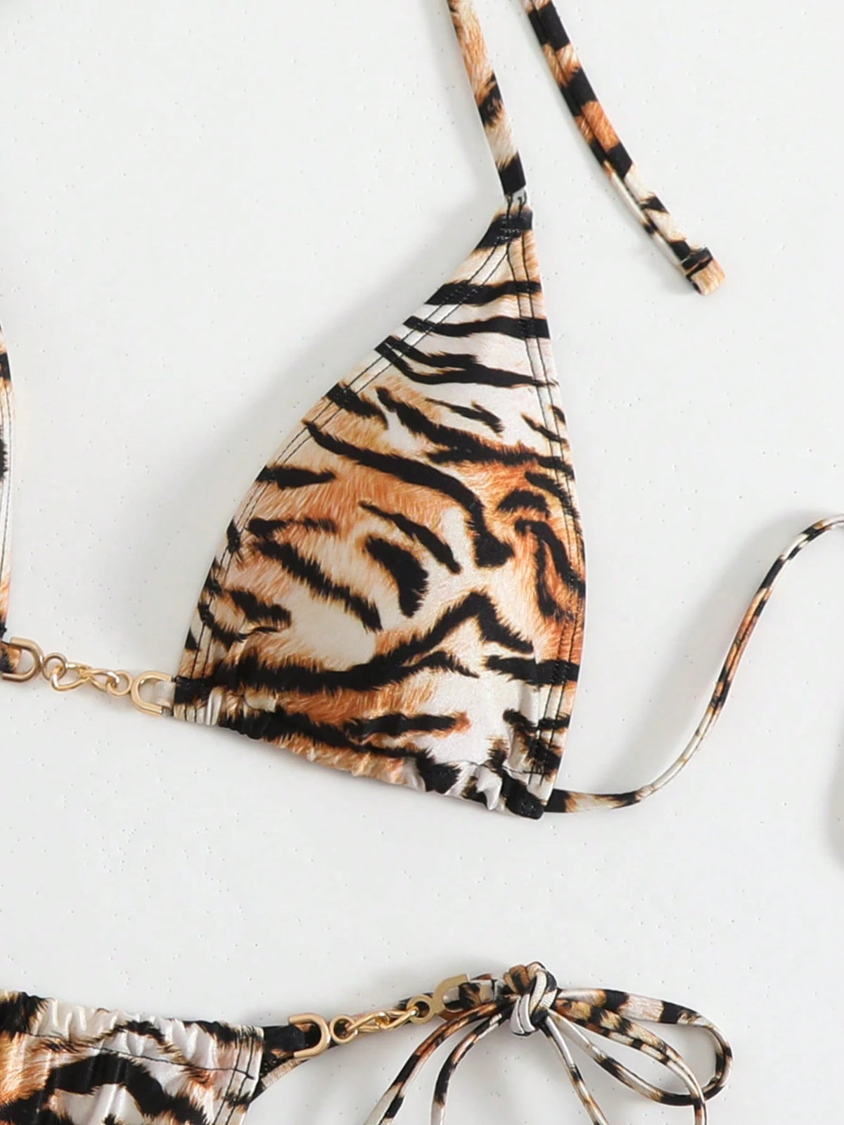 LUCKY HOLIDAY Fashionable Sexy Summer Beach Tie Strap Floral Print Triangle Bikini Swimwear Set Vacation