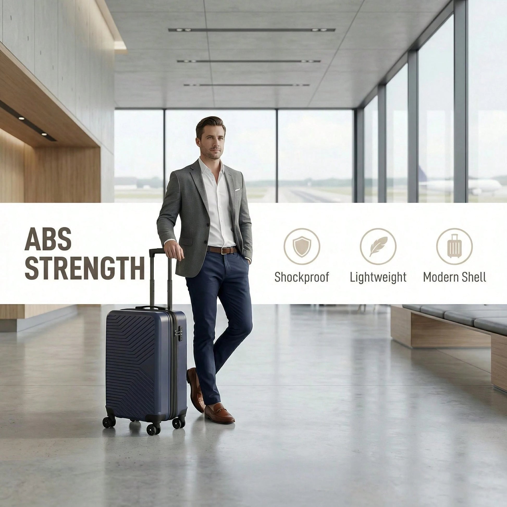 Luggage Box, Travel Case, ABS Travel Case, 20 In Travel Case, Wear-Resistant Shell, 360° Rotatable Silent Wheels, Suitable For Business Travel.