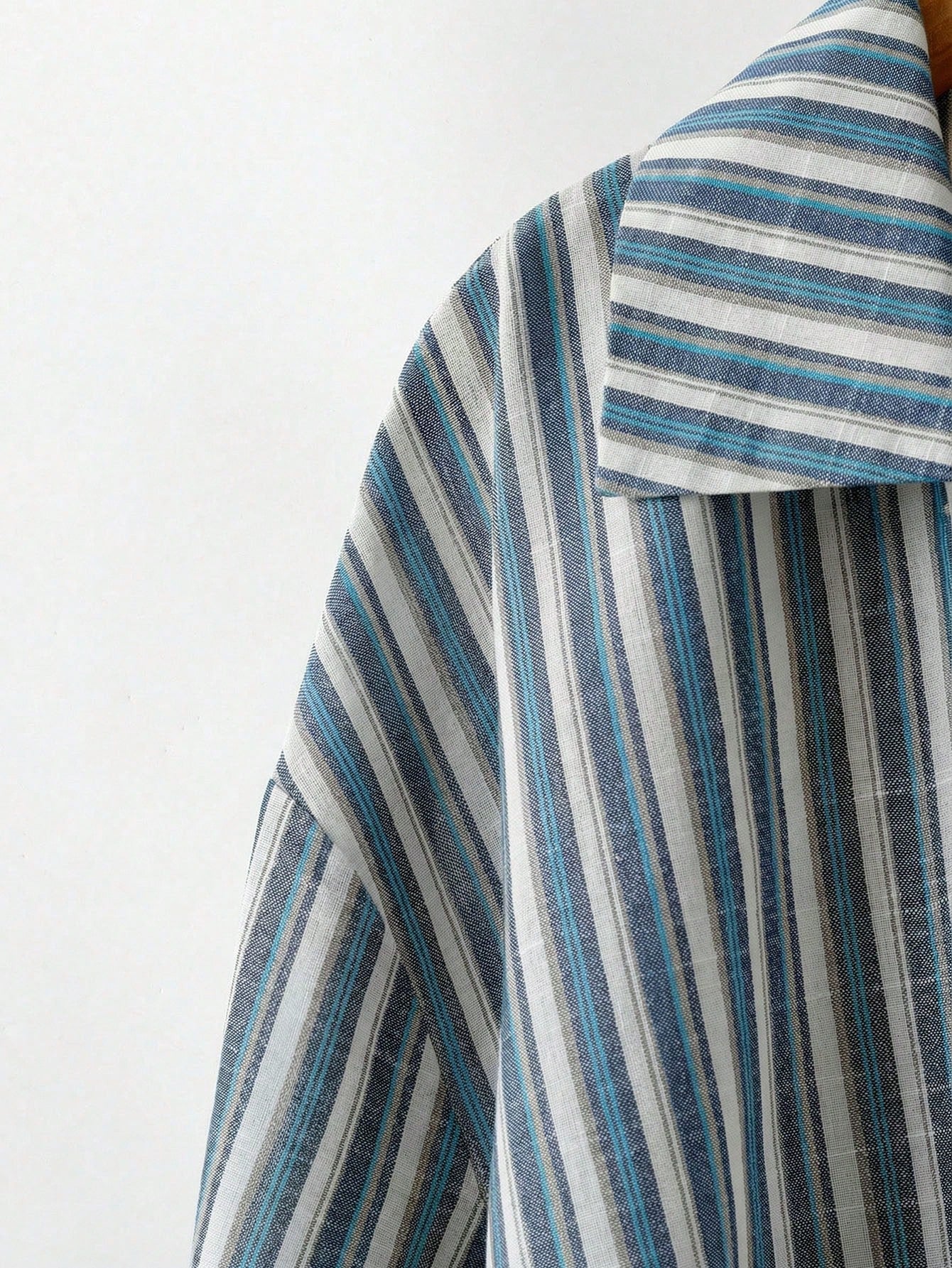 LUNE Plus Size Women's Light Blue Striped Shirt,Button Up Long Sleeve Blouse, Summer Smart Casual Office Work,Vintage Bohemian Fall