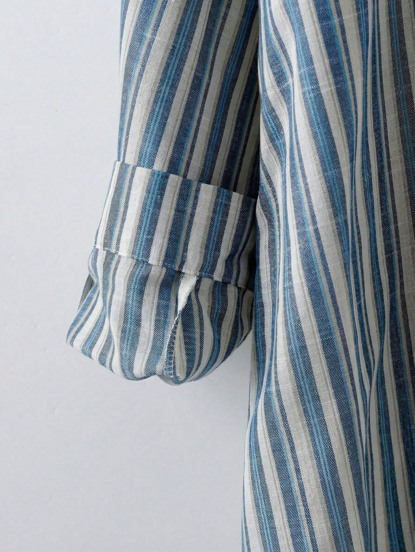 LUNE Plus Size Women's Light Blue Striped Shirt,Button Up Long Sleeve Blouse, Summer Smart Casual Office Work,Vintage Bohemian Fall