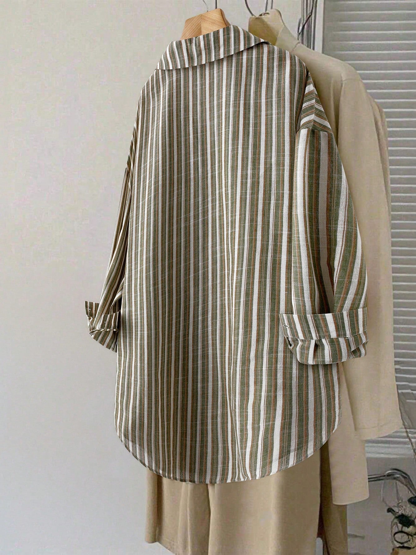 LUNE Plus Size Women's Light Blue Striped Shirt,Button Up Long Sleeve Blouse, Summer Smart Casual Office Work,Vintage Bohemian Fall
