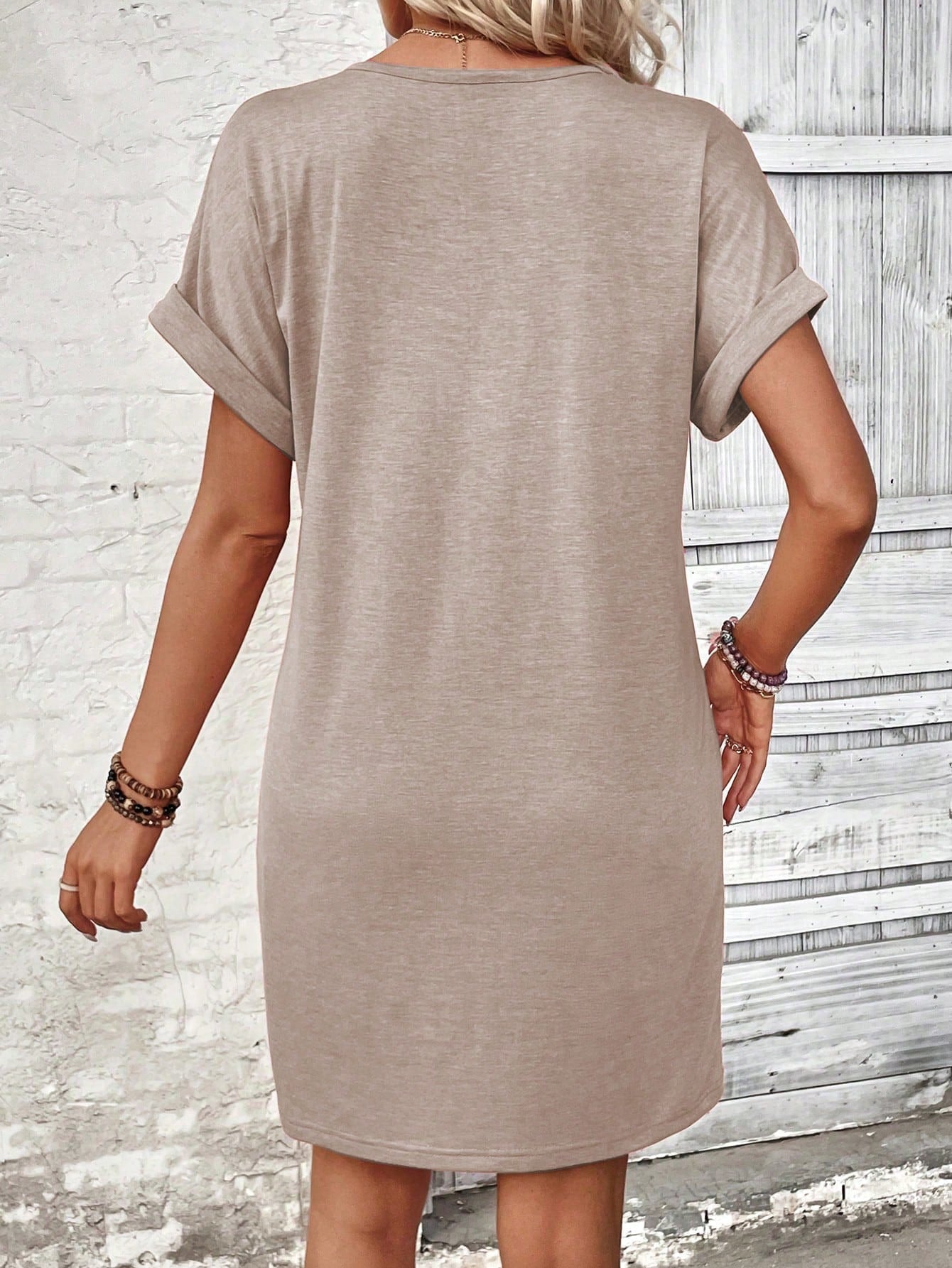 LUNE Women's Spring/Summer New Arrival Striped Colorblock Print V-Neck Short Sleeve Casual Versatile Dress