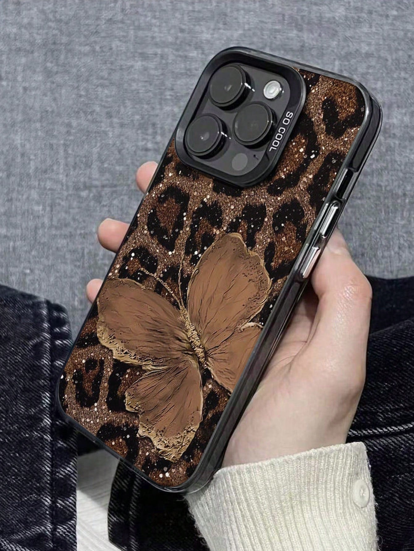 Luxury Leopard Print Fashion Phone Durable Case Leopard Print Shockproof Butterfly Leopard Print Fashion Phone Premium Case Cover Compatible With Apple 14, 15 Pro Max, 16, 11, Galaxy Phones, 16 Pro Ma