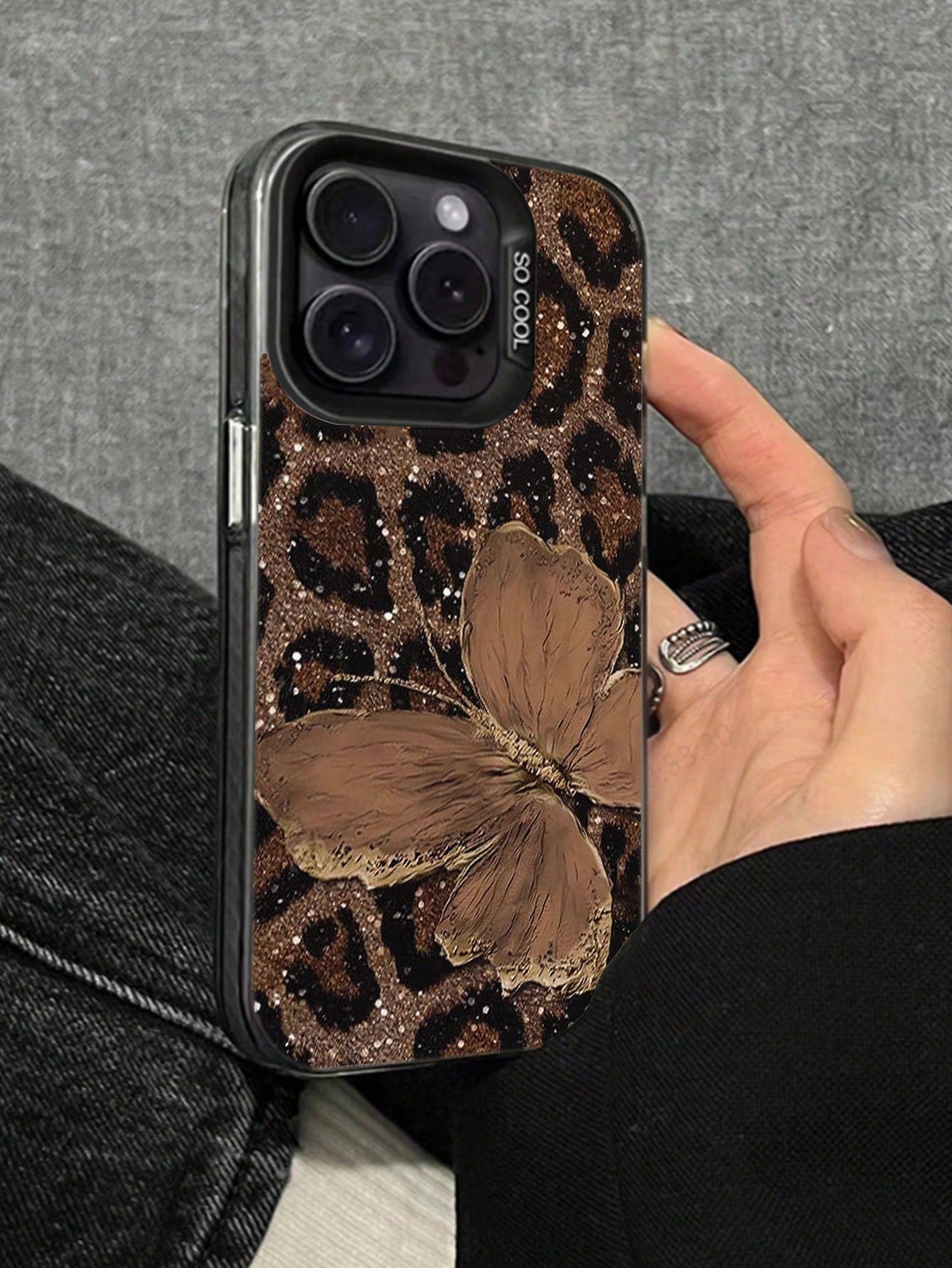 Luxury Leopard Print Fashion Phone Durable Case Leopard Print Shockproof Butterfly Leopard Print Fashion Phone Premium Case Cover Compatible With Apple 14, 15 Pro Max, 16, 11, Galaxy Phones, 16 Pro Ma