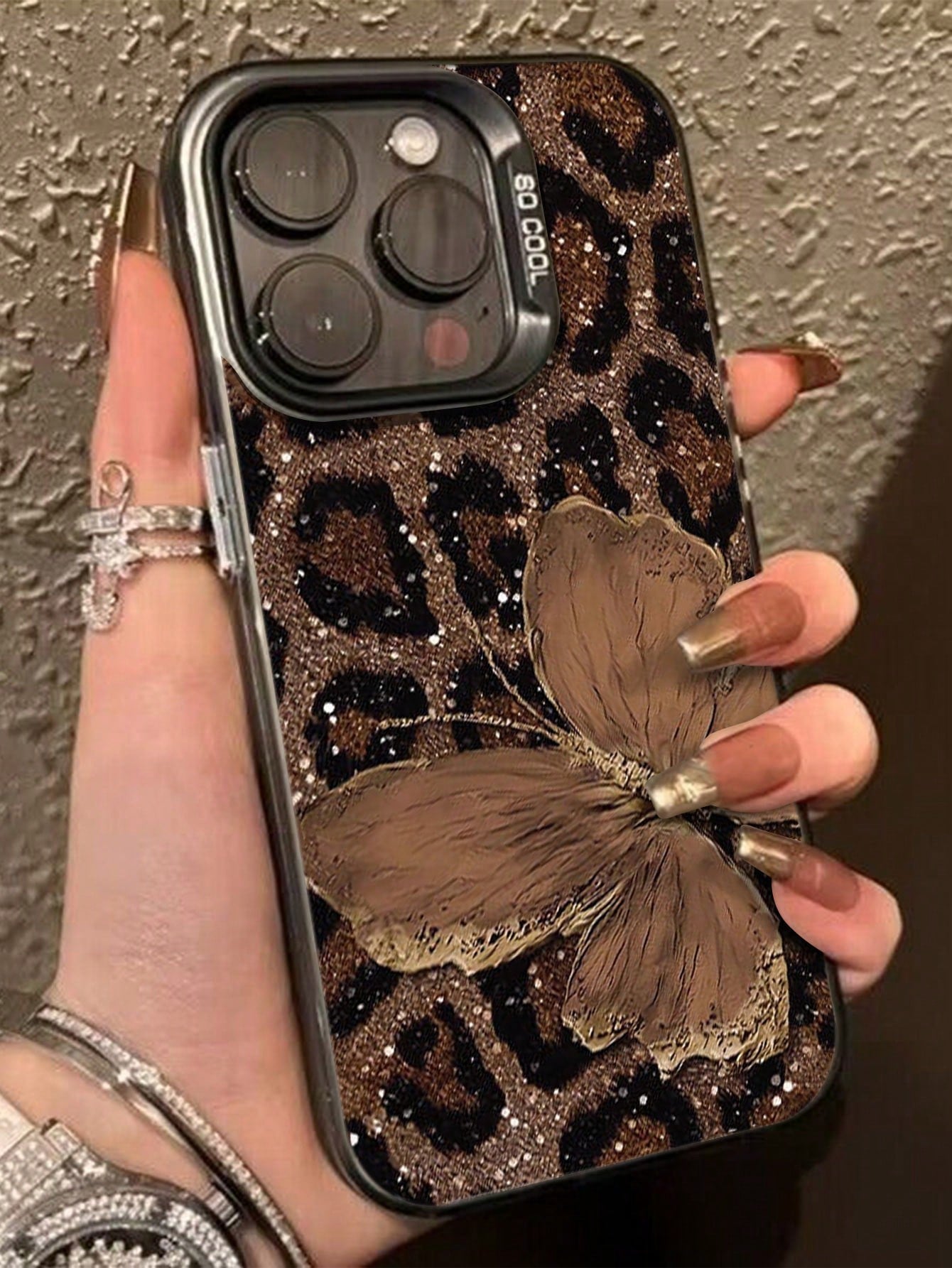 Luxury Leopard Print Fashion Phone Durable Case Leopard Print Shockproof Butterfly Leopard Print Fashion Phone Premium Case Cover Compatible With Apple 14, 15 Pro Max, 16, 11, Galaxy Phones, 16 Pro Ma
