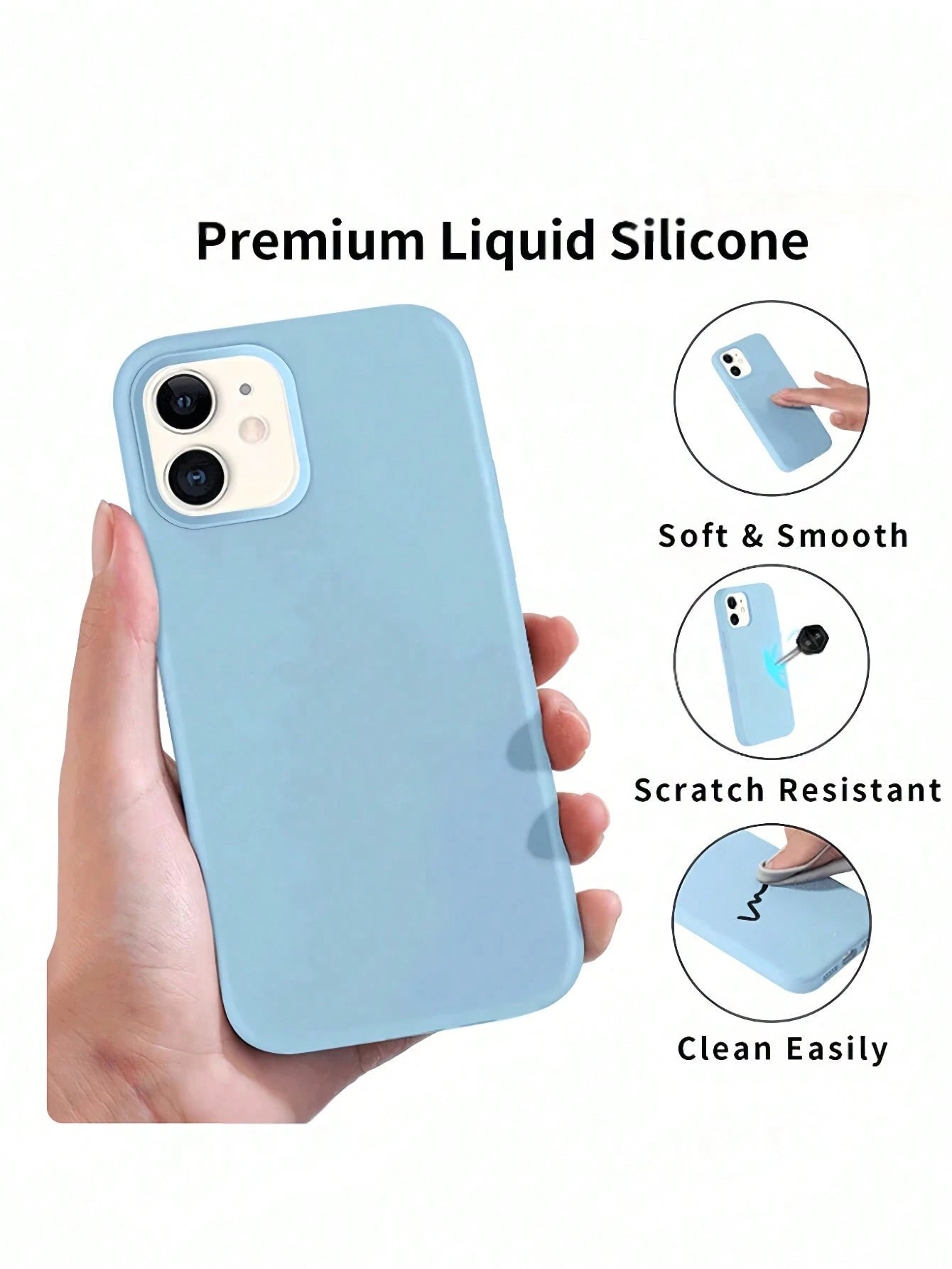 Luxury Matte Solid Color Large Aperture Camera Lens Protection Liquid Silicone Phone Case Compatible With Apple 16, 15, 14, 13, 12, 11 Pro Max, Compatible With Iphone 17 Pro Max, 16 Pro Max, 15 Pro Ma