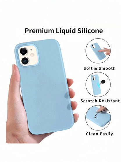 Luxury Matte Solid Color Large Aperture Camera Lens Protection Liquid Silicone Phone Case Compatible With Apple 16, 15, 14, 13, 12, 11 Pro Max, Compatible With Iphone 17 Pro Max, 16 Pro Max, 15 Pro Ma