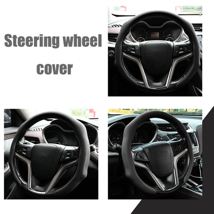 Luxury Nappa Leather Steering Wheel Cover Breathable Material With Anti-Slip Inner Lining-Ergonomic Grip For Maximum Comfort-Universal Fit For 15.5-16Inch Car Wheels For A Sophisticated Interior Look