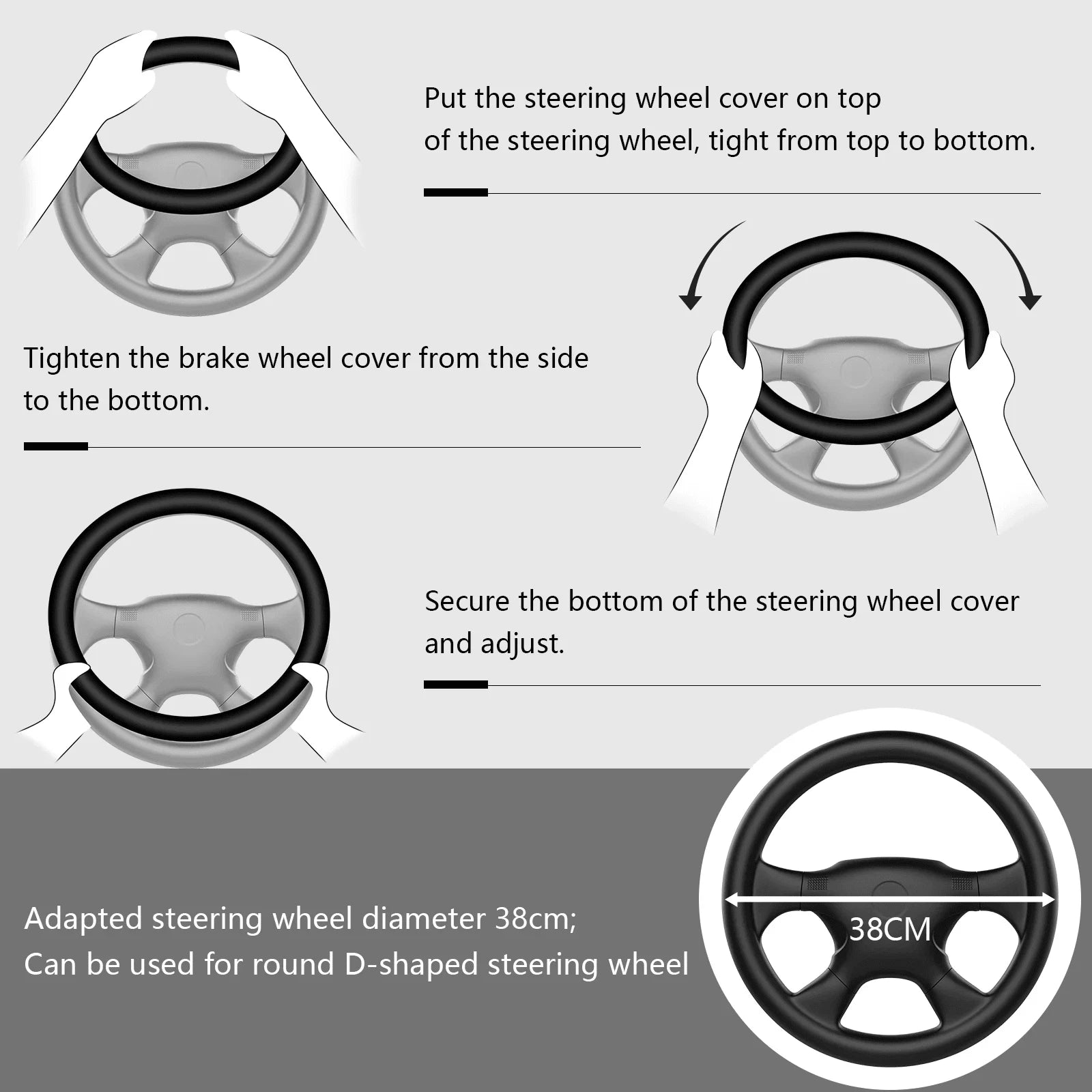 Luxury Nappa Leather Steering Wheel Cover Breathable Material With Anti-Slip Inner Lining-Ergonomic Grip For Maximum Comfort-Universal Fit For 15.5-16Inch Car Wheels For A Sophisticated Interior Look