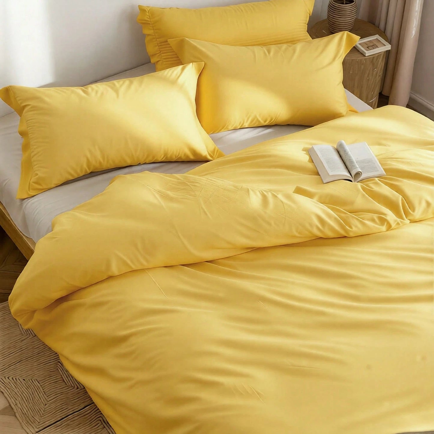 Luxury Solid Color Quilt Cover Three-Piece Nordic Minimalist Home Bedding Set, (One Quilt Cover+Two Pillowcases), Single And Double Complete Specifications, Daily Home Essential Bedding (T Size Only I