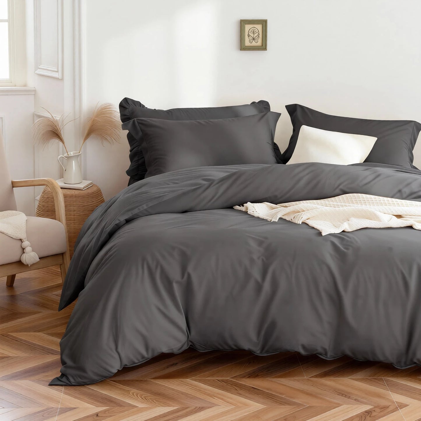 Luxury Solid Color Quilt Cover Three-Piece Nordic Minimalist Home Bedding Set, (One Quilt Cover+Two Pillowcases), Single And Double Complete Specifications, Daily Home Essential Bedding (T Size Only I