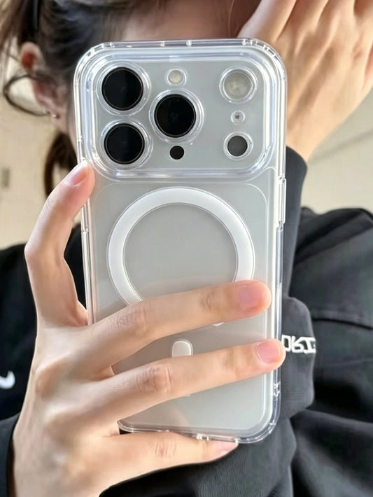 Luxury Translucent Clear Camera Protection Magnetic Wireless Charge Phone Case Compatible With IPhone 17 Pro Max 17 16 15 14 13 Pro Max Magnetic Lens Protective Back Cover