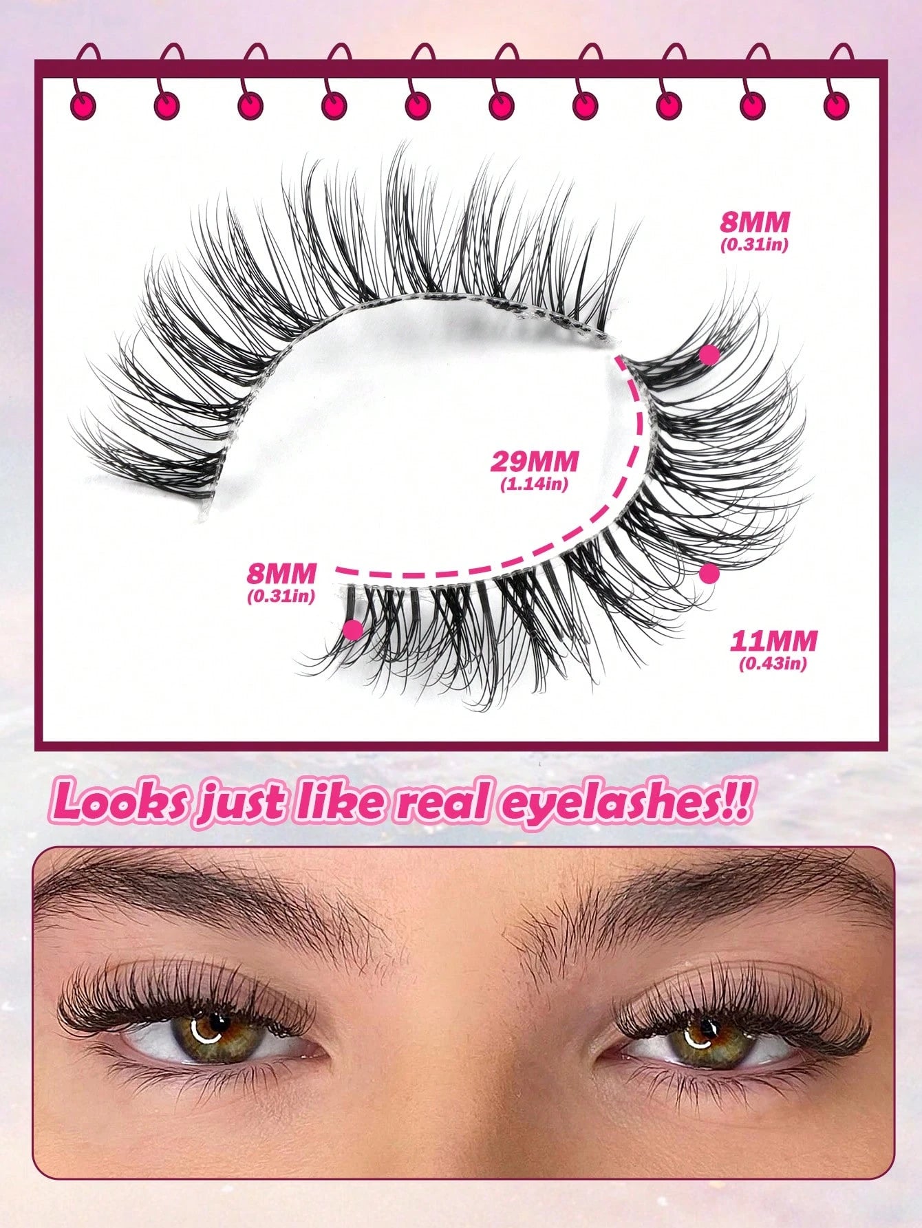 MAANGE 10 Pairs Natural Curly Thin Full Eye False Eyelashes, Transparent Stem, Natural Eyelashes, Cat Eye Style Extended Tail Eyelashes, Suitable For Daily Wear, Suitable For Parties And Festivals, St