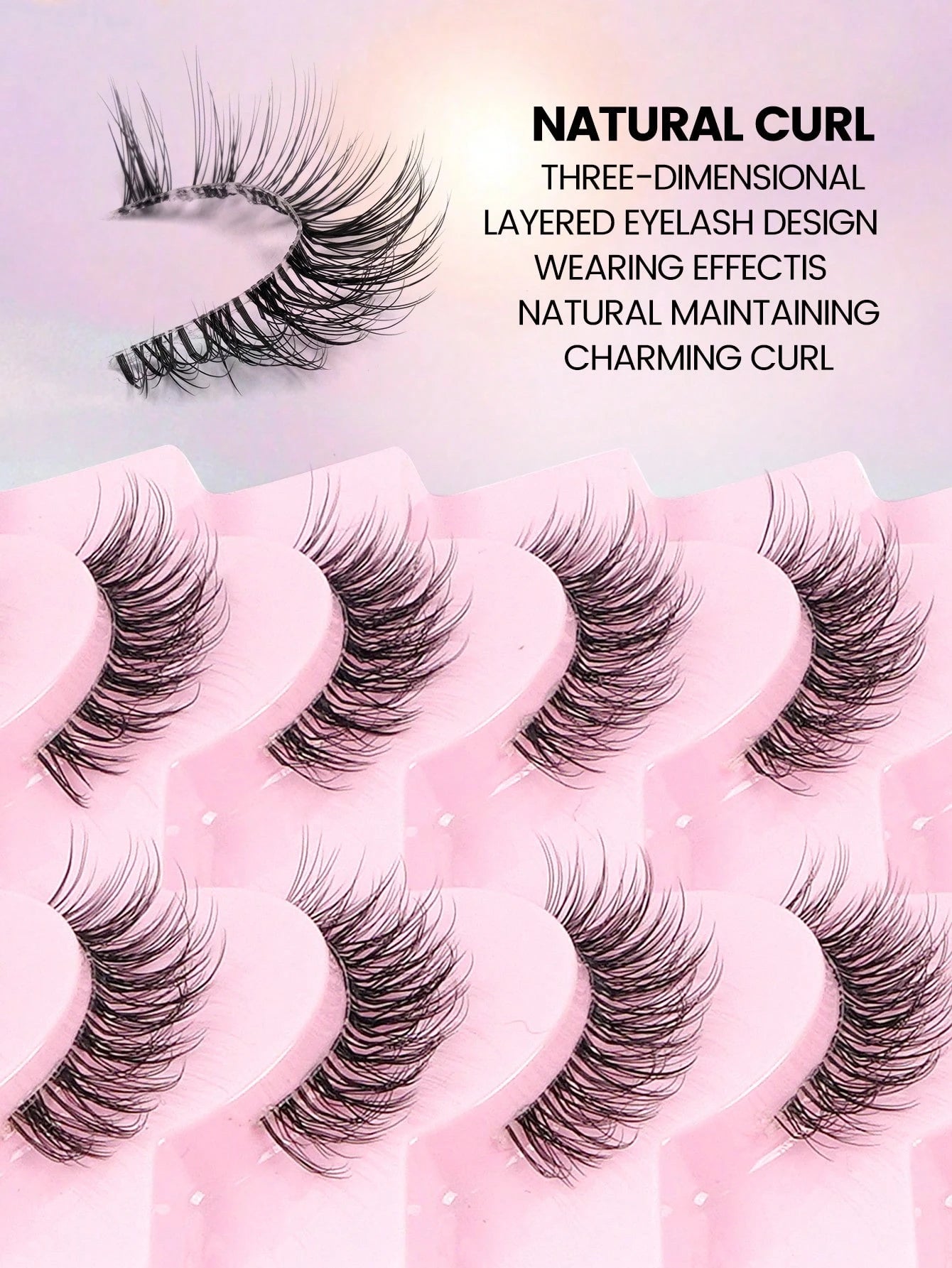 MAANGE 10 Pairs Natural Curly Thin Full Eye False Eyelashes, Transparent Stem, Natural Eyelashes, Cat Eye Style Extended Tail Eyelashes, Suitable For Daily Wear, Suitable For Parties And Festivals, St