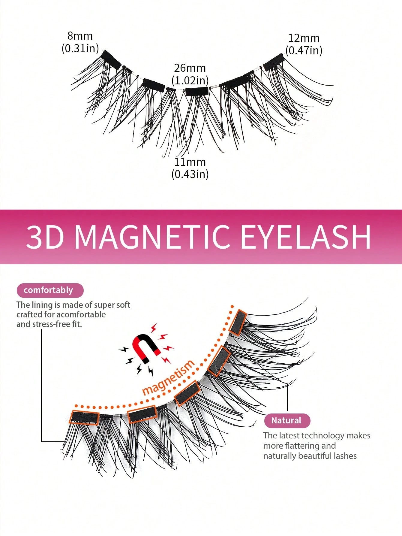 MAANGE 3/1 Pair Natural Short Magnetic Eyelashes Set (Includes Brow Brush + Applicator), Cat Eye False Eyelashes, Portable, Natural & Realistic, Reusable, No Glue Or Makeup Remover Needed, Creates Nat