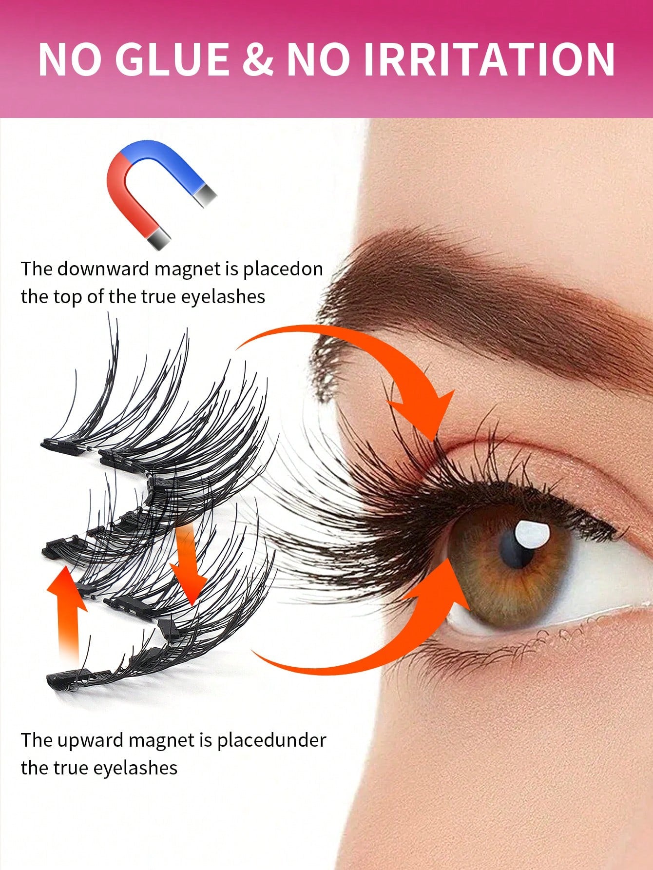 MAANGE 3/1 Pair Natural Short Magnetic Eyelashes Set (Includes Brow Brush + Applicator), Cat Eye False Eyelashes, Portable, Natural & Realistic, Reusable, No Glue Or Makeup Remover Needed, Creates Nat