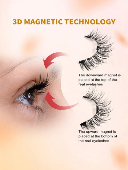 MAANGE 3 Pairs CC Voluminous Curly Magnetic False Eyelashes Set, With Reusable Eyelash Applicator, No Glue Needed, Cartoon Style False Eyelashes, Perfect Fit For Eye Contour, Natural Cartoon Style Fal