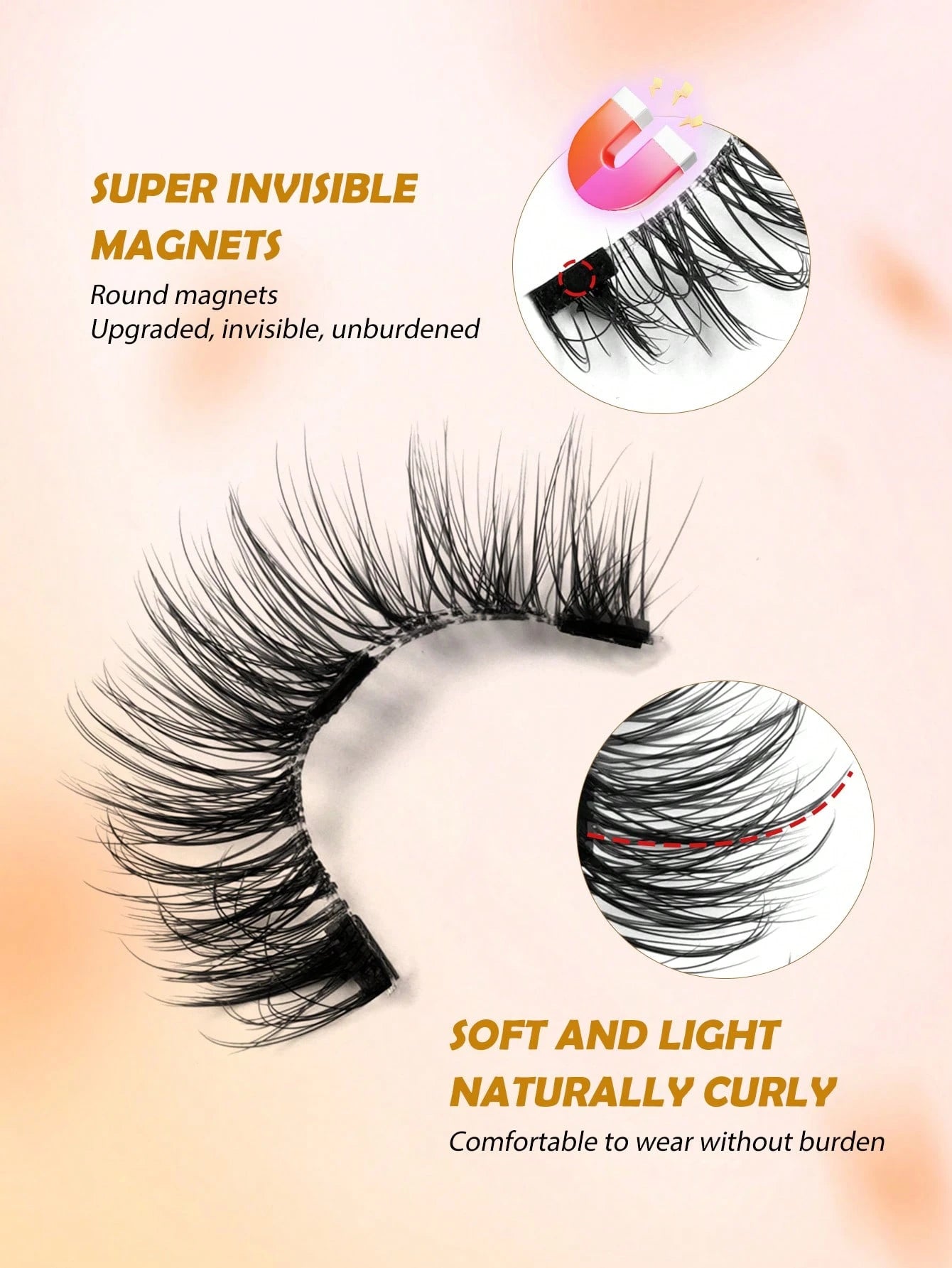MAANGE 3 Pairs CC Voluminous Curly Magnetic False Eyelashes Set, With Reusable Eyelash Applicator, No Glue Needed, Cartoon Style False Eyelashes, Perfect Fit For Eye Contour, Natural Cartoon Style Fal