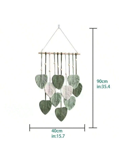 Macrame Wall Hanging Leaves, Bohemian Wall Hanging Woven Tapestry, Large Chic Woven Leaf Tassels Handmade Woven Wall Art For Bedroom Nursery Home Baby Shower Family Decorations Gifts