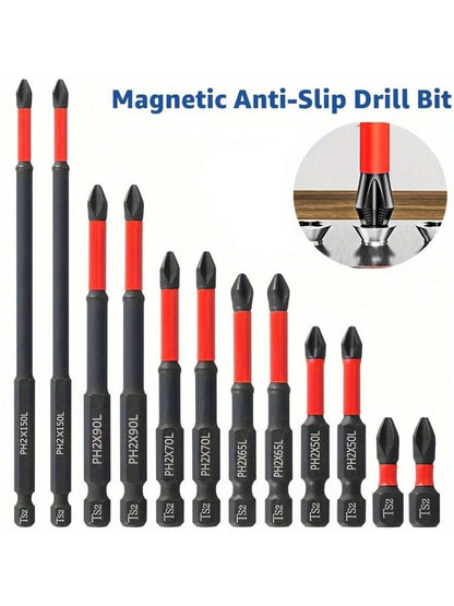 Magnetic Anti-Slip Drill Bit Set: 3/5/6 Pcs, S2 Steel, Phillips & Impact Bits For Electric & Manual Drivers, Anti-Slip Grip Magnetic Drill Bit Set
