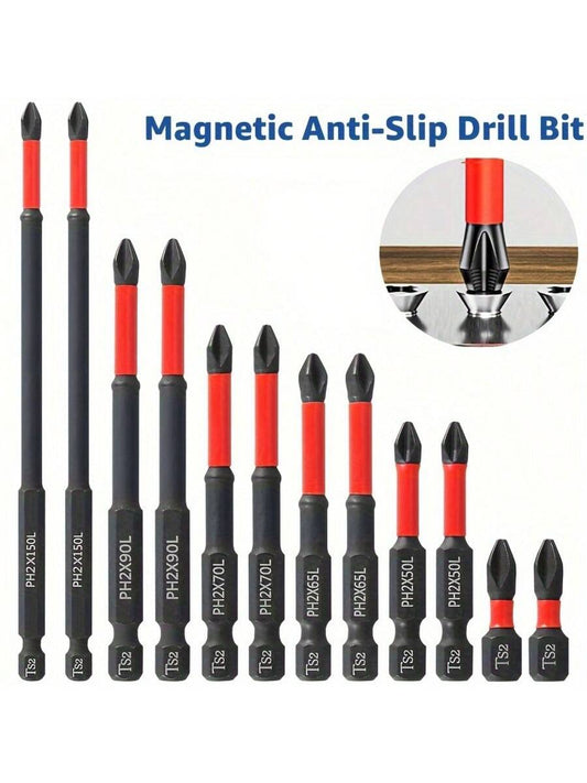 Magnetic Anti-Slip Drill Bit Set: 3/5/6 Pcs, S2 Steel, Phillips & Impact Bits For Electric & Manual Drivers, Anti-Slip Grip Magnetic Drill Bit Set