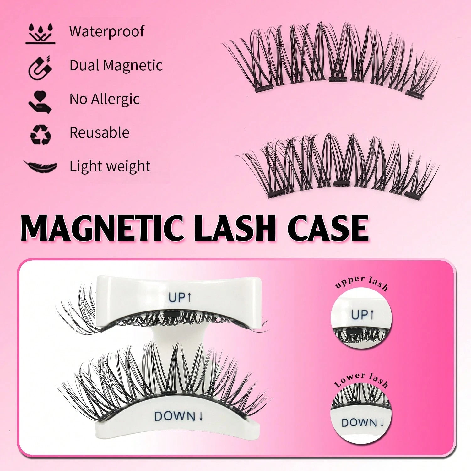 Magnetic False Eyelashes Set With Magnetic Applicator And Mirror, Portable, Natural Thick Long Curly, D Curl, Cat Eye, Reusable, 8-15mm Length, Strong Magnetic Adhesion, No Glue Or Makeup Remover Need