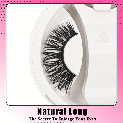 Magnetic False Eyelashes Set With Magnetic Applicator And Mirror, Portable, Natural Thick Long Curly, D Curl, Cat Eye, Reusable, 8-15mm Length, Strong Magnetic Adhesion, No Glue Or Makeup Remover Need