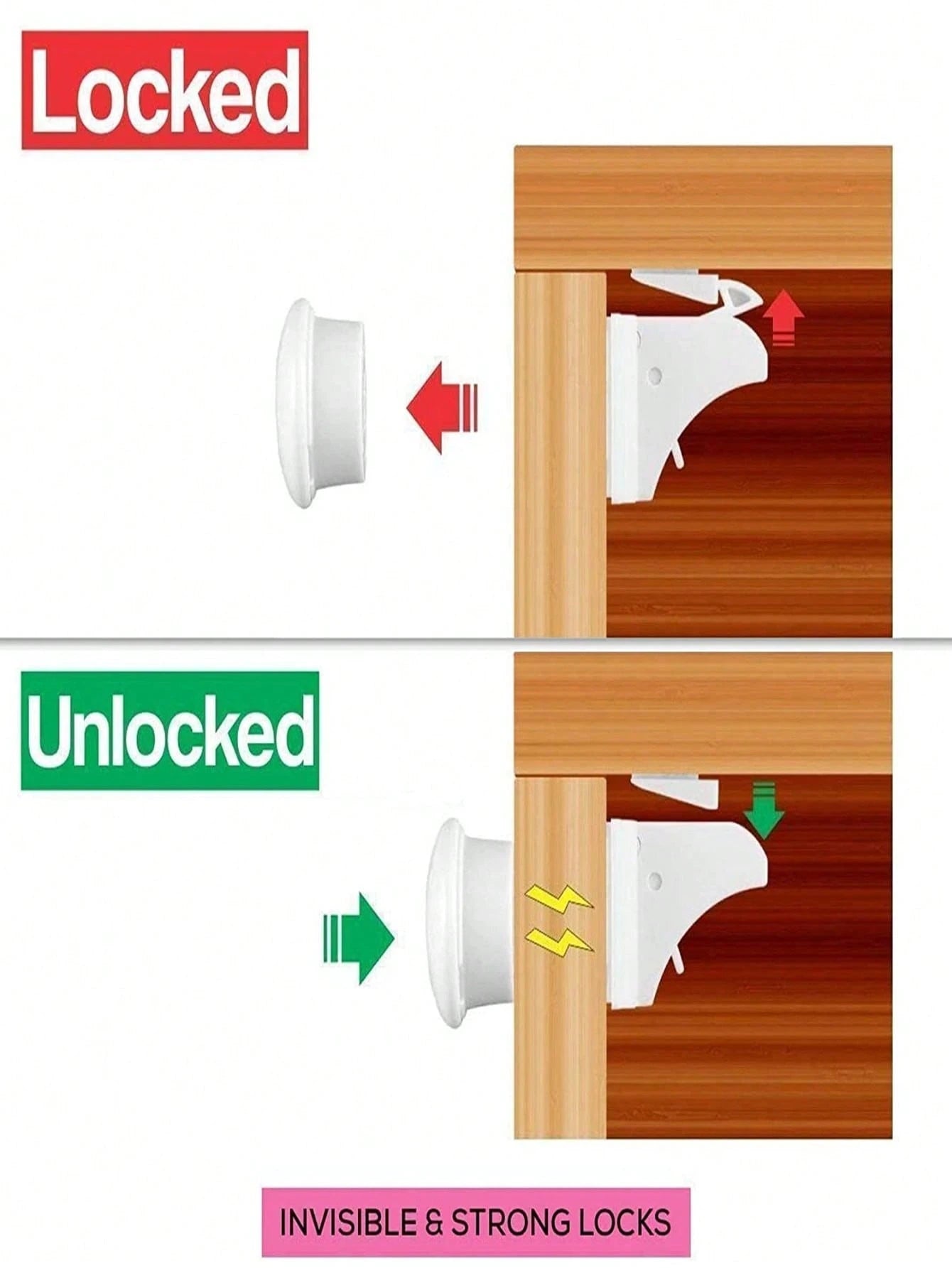 Magnetic Lock Household Multi-Function (4 Sets Of Locks + 1 Set Of Keys) Including Installation Aid Invisible Lock Drawer Cabinet Door Kitchen Cabinet Side-By-Side Door Lock