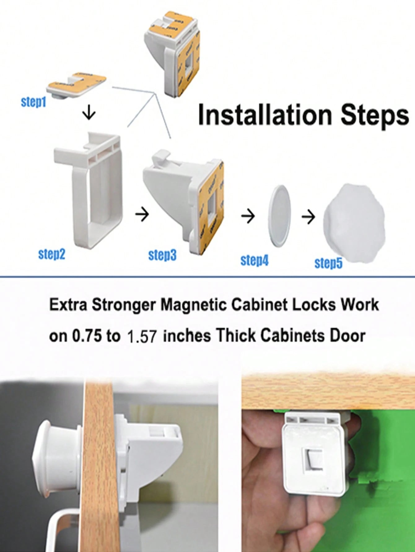 Magnetic Lock Household Multi-Function (4 Sets Of Locks + 1 Set Of Keys) Including Installation Aid Invisible Lock Drawer Cabinet Door Kitchen Cabinet Side-By-Side Door Lock