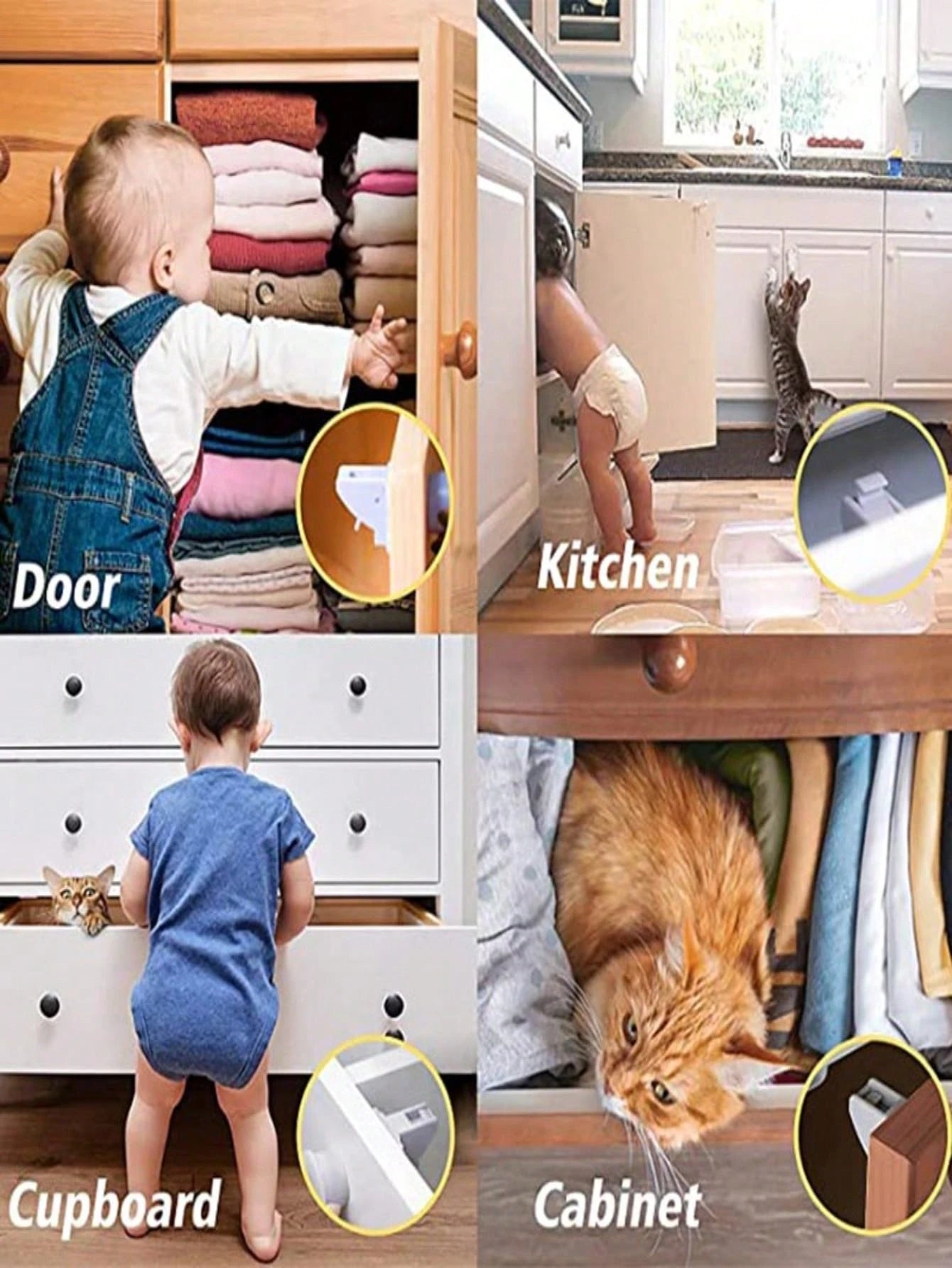 Magnetic Lock Household Multi-Function (4 Sets Of Locks + 1 Set Of Keys) Including Installation Aid Invisible Lock Drawer Cabinet Door Kitchen Cabinet Side-By-Side Door Lock